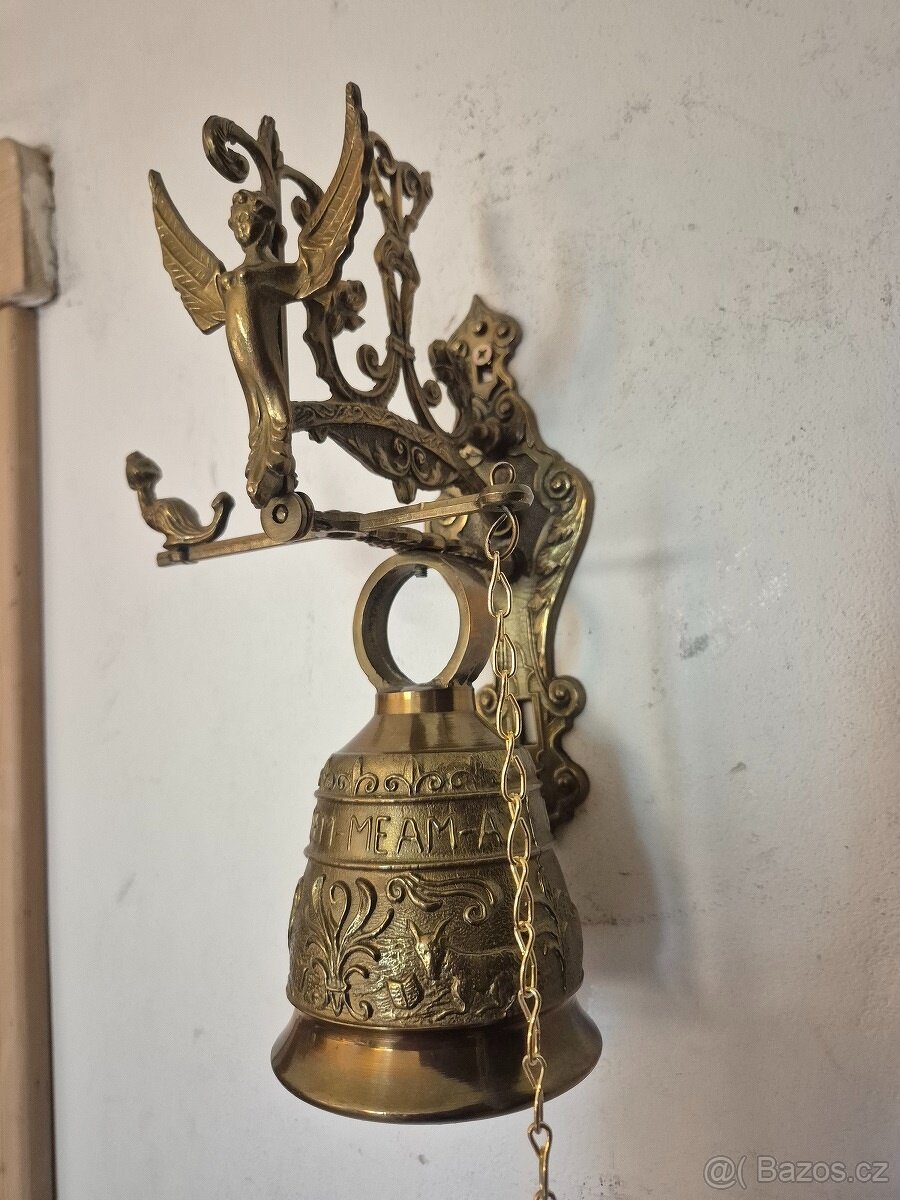 MASIVNÍ MOSAZNÝ ZVON S TÁHLEM - ZVONEK - 8