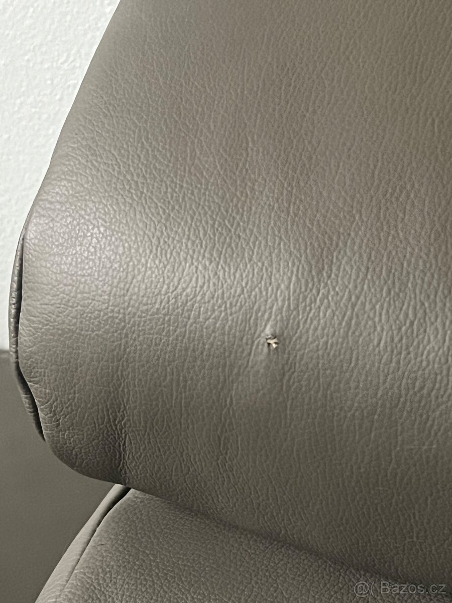 Kožený rohový šedozelený gauč - 8