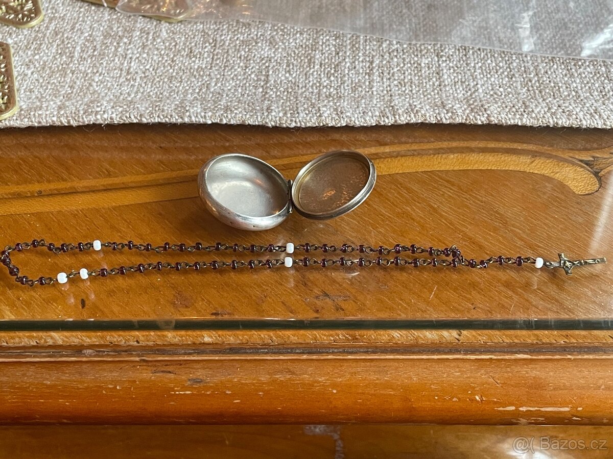 starožitna strieborná madonka +ruženec - 8