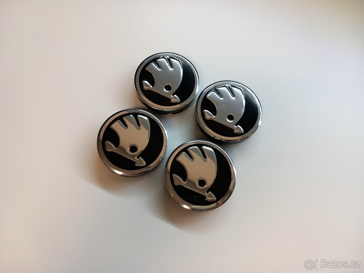 Středové krytky Škoda chrom, 56x52mm - 8