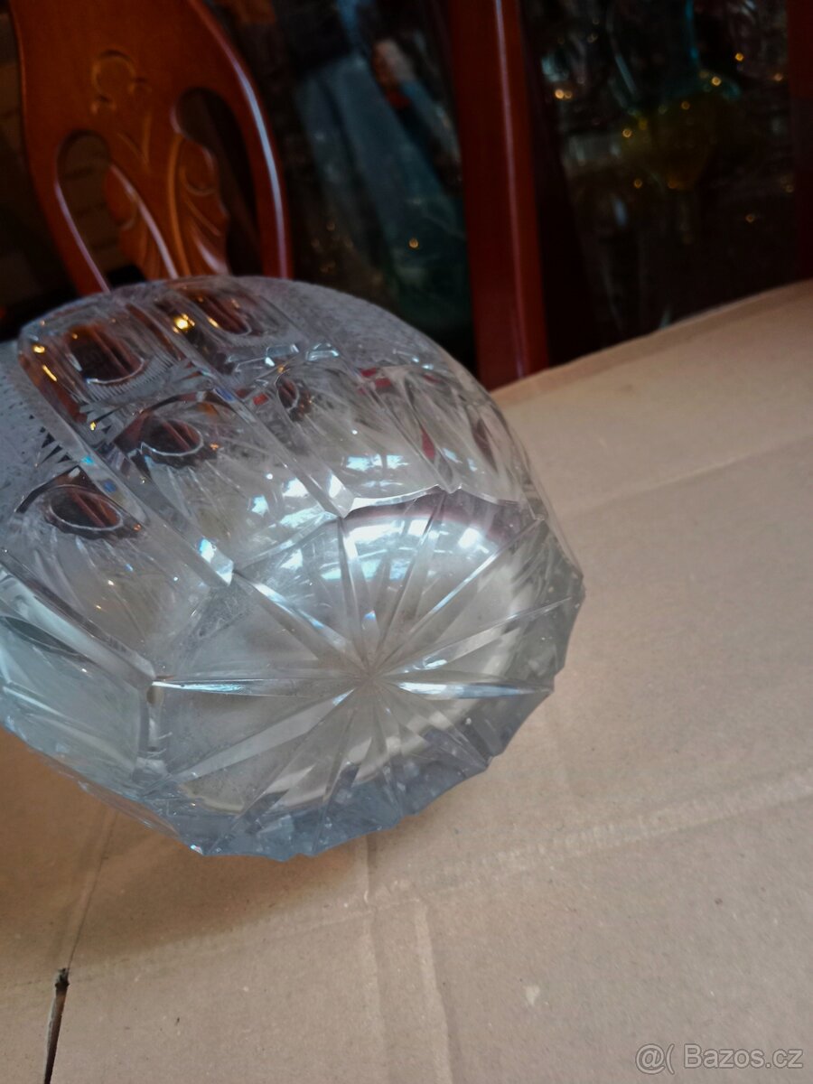 Krásná starší bohatě broušená váza - 8