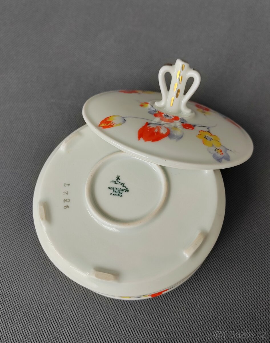 Okouzlující porcelánová bonboniéra/cukřenka Hertel Jacob1930 - 8