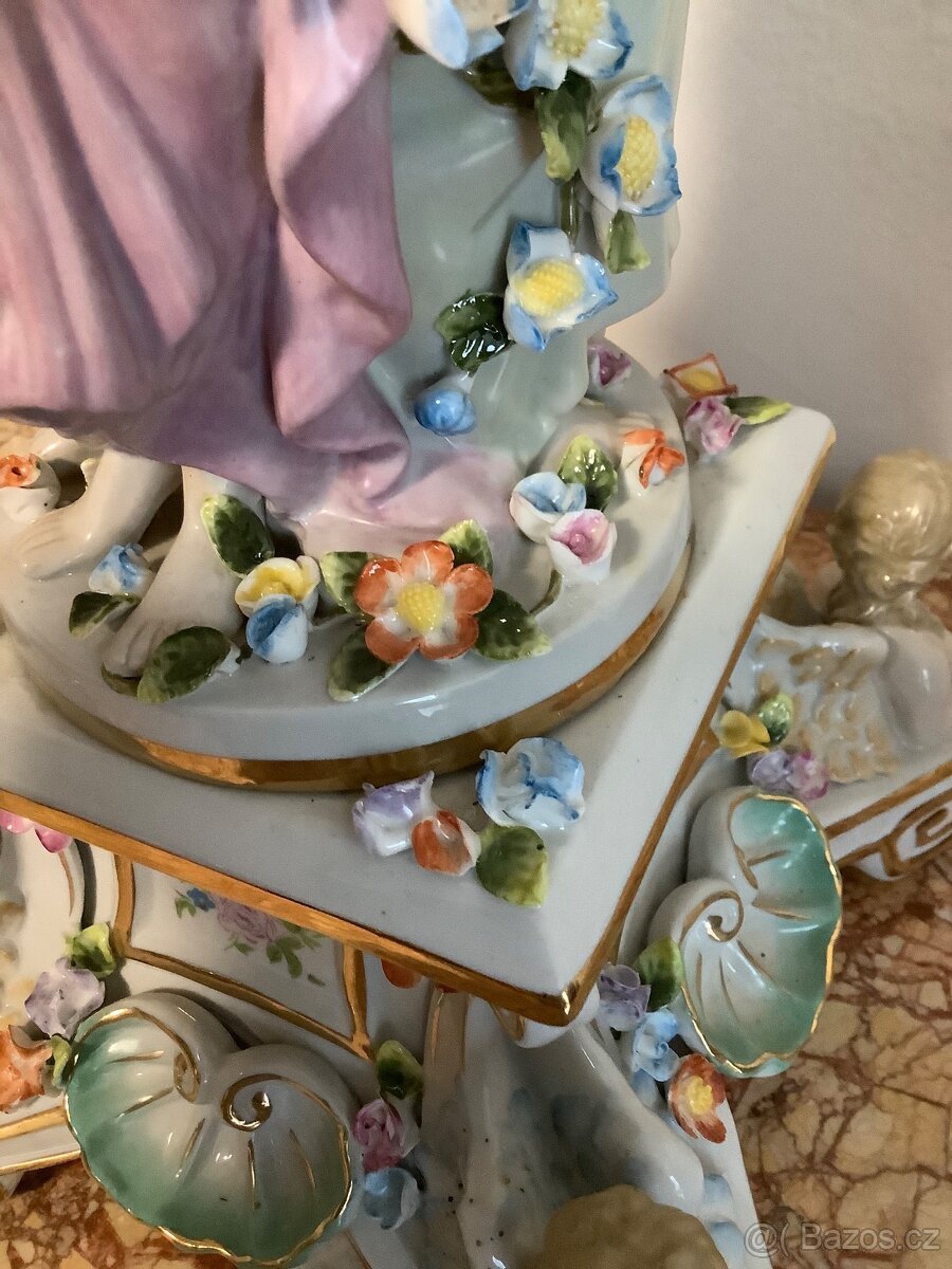 Staré porcelánové stolní zrcadlo Německo - 8