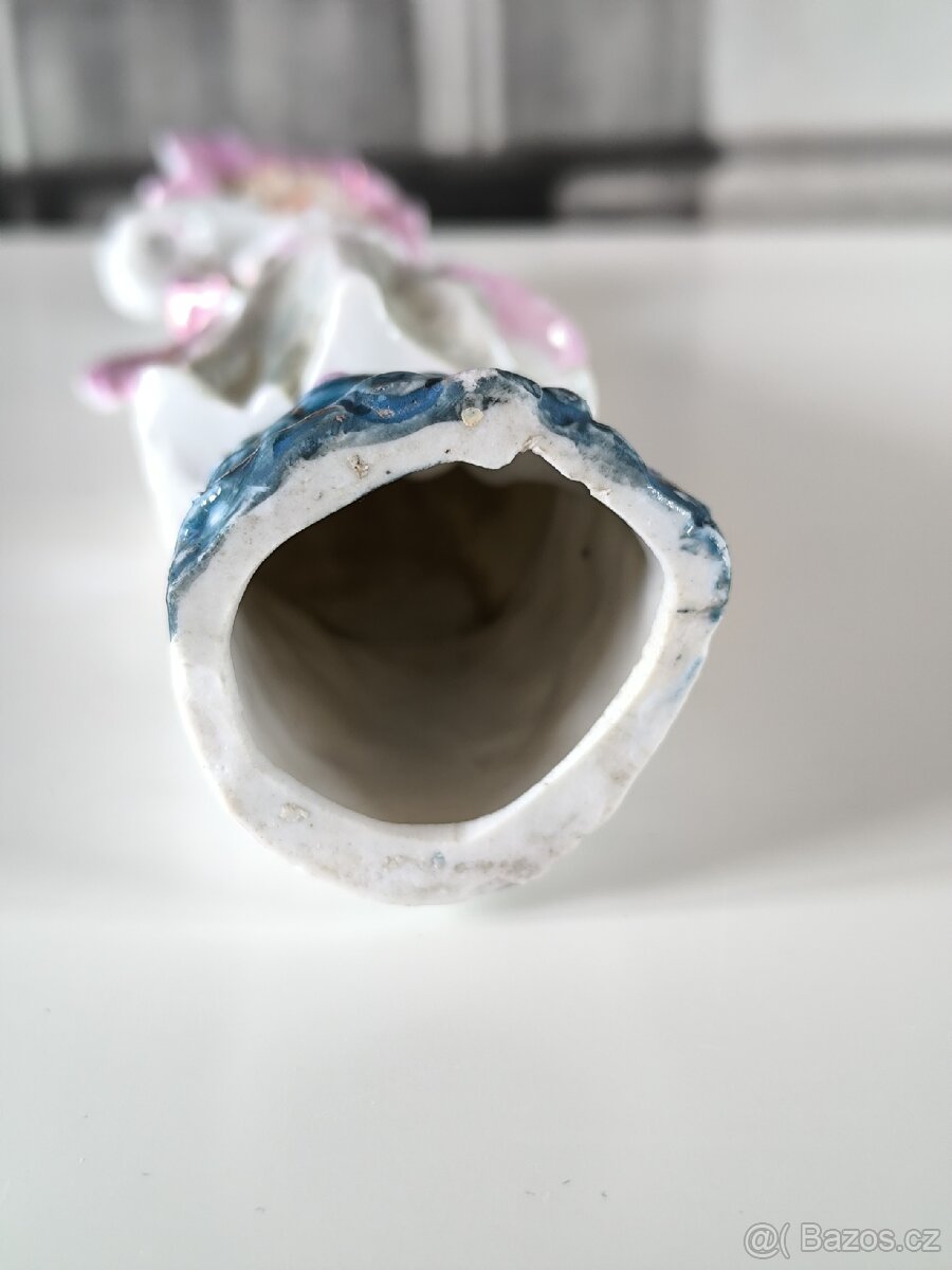 Starožitná porcelánová figurka - Dáma s kabelkou - 8