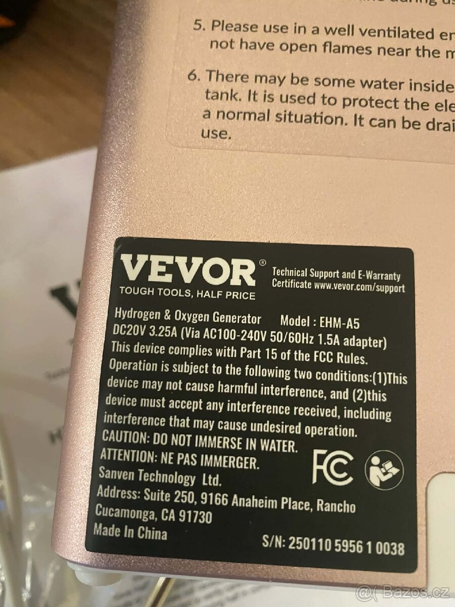 Generátor molekulárního vodíku/vodíkový inhalátor 99,99 % H² - 8