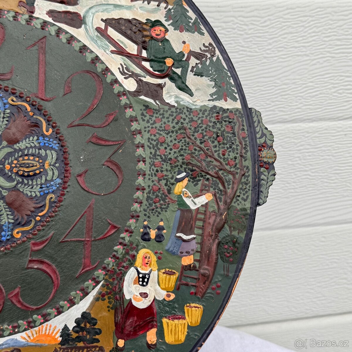 A velký malovaný hodinový ciferník měď - 8