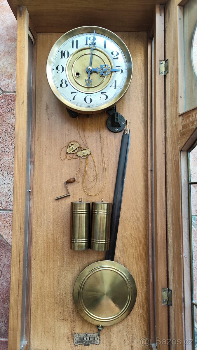krásné zdobené secesní dvouzávažové hodiny - 8