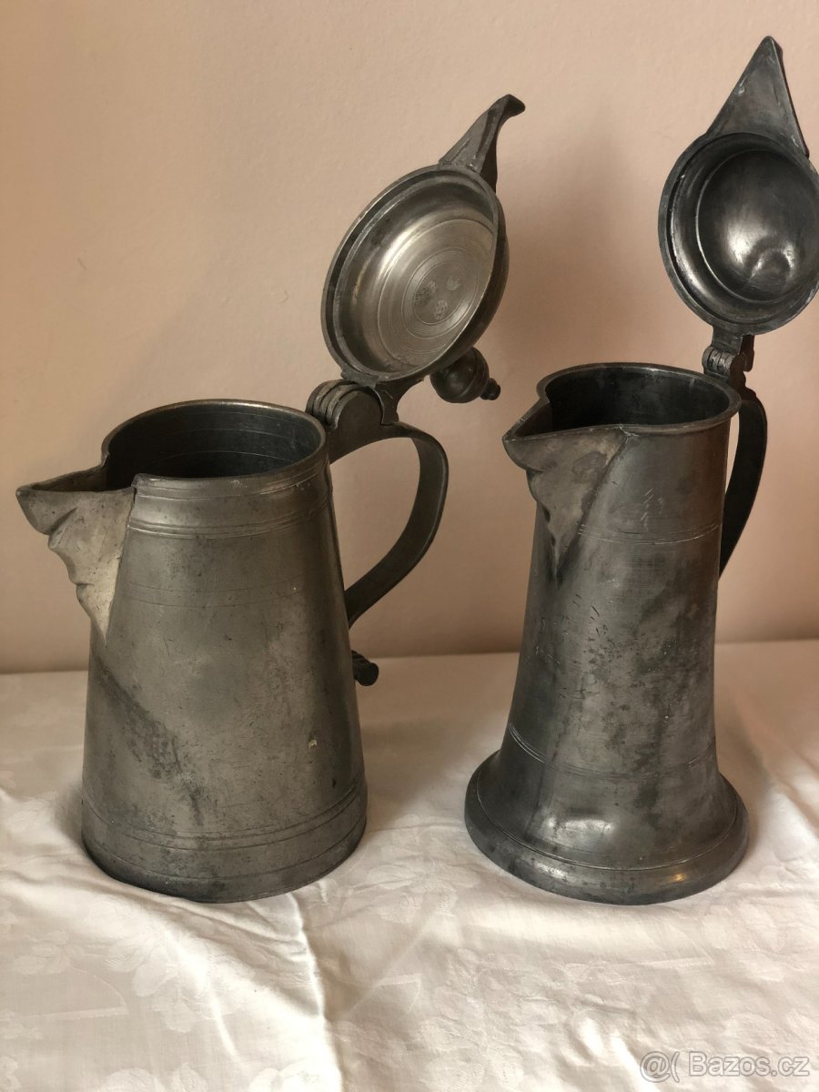 neponičené staré korbely cínové - 8