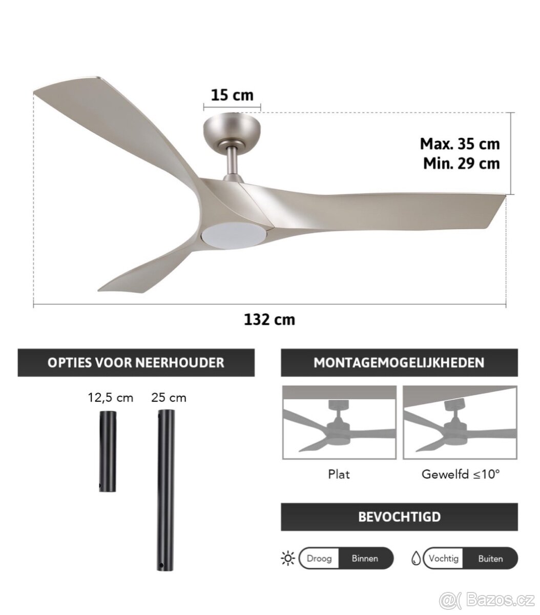 Stropní ventilátor se světlem VONLUCE 132cm - 8