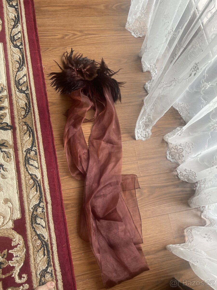 Nádherné kožené šaty s pštrosím peřím,vel. S-M - 8