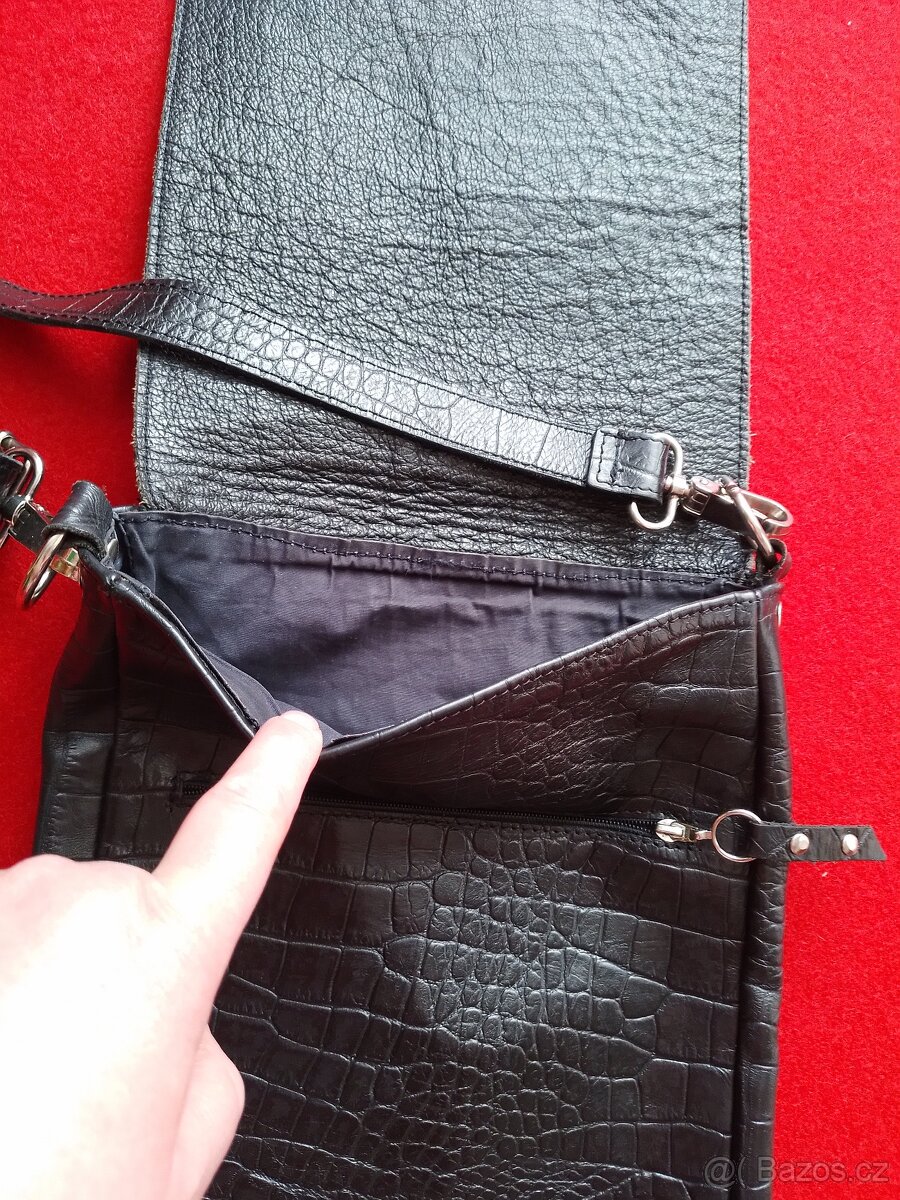 kožená kabelka,vintage kožená taška,menší taška - 8