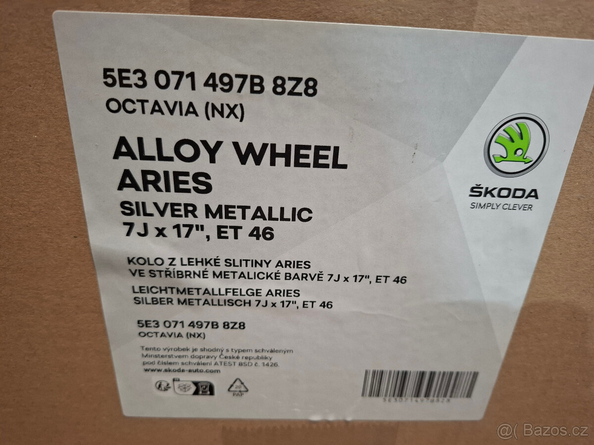 Nové orig. alu disky Škoda Octavia IV 7x17 ET46 5x112 4ks - 8