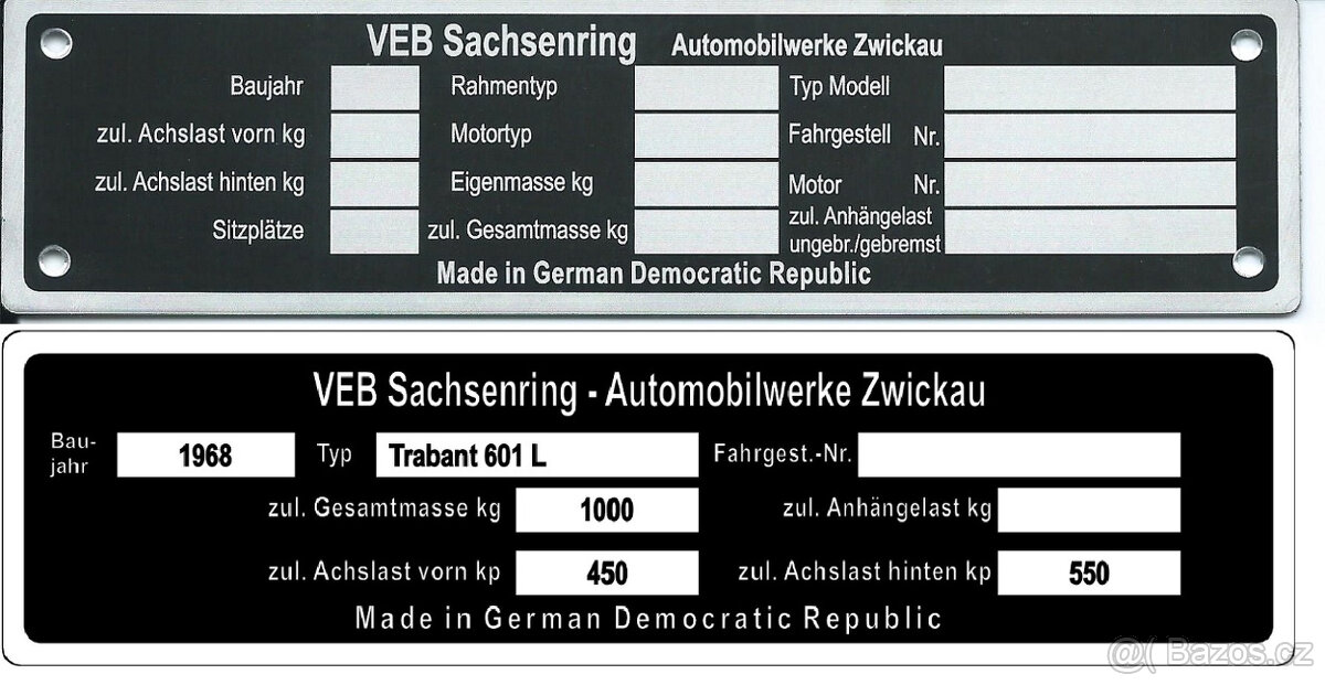 Štítky na Multicar, Wartburg, Trabant, IFA - 8