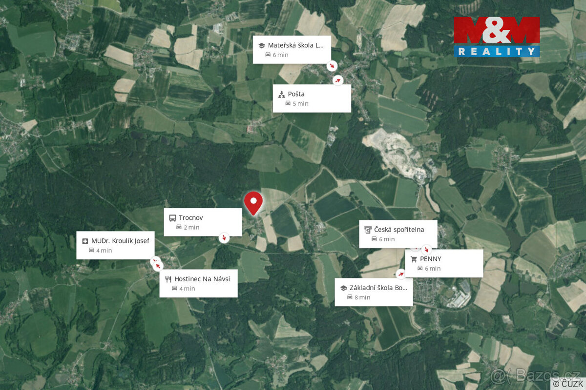 Prodej pozemku k bydlení, 820 m², Trocnov u Borovan - 8