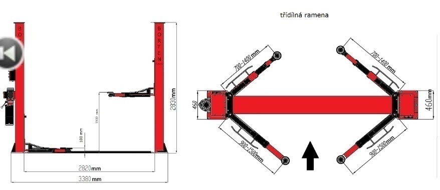 Dvousloupový hydraulický zvedák, zdviž BOR4200E 4200kg,2025 - 8