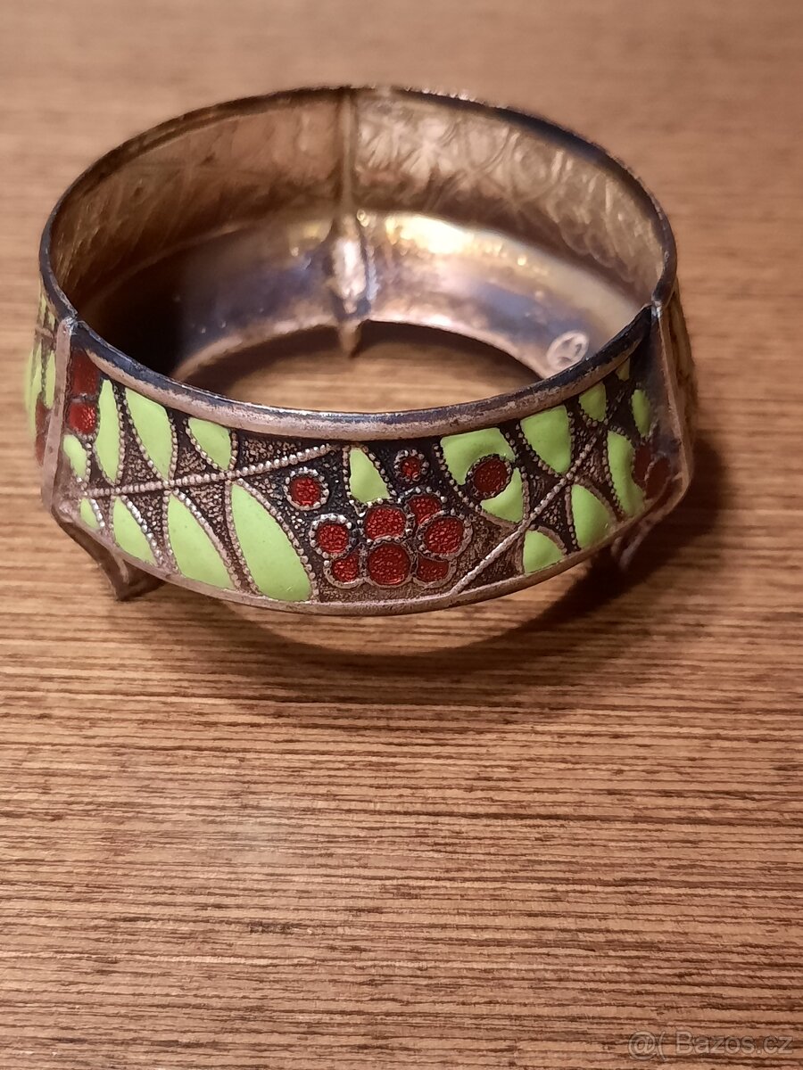 stará ruská postříbřená a smaltovaná otevřená solnička - 8