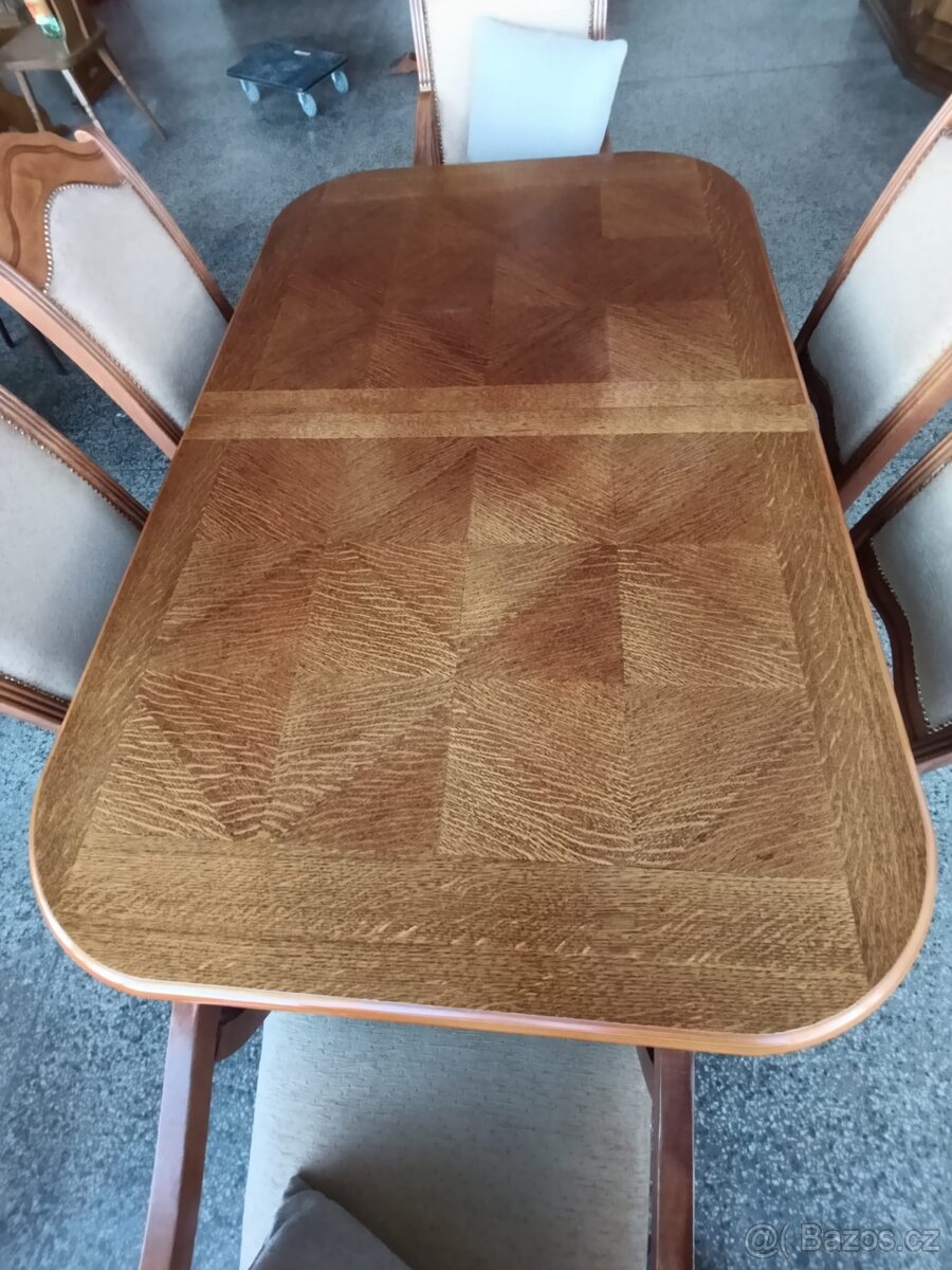 Jídelní set, stůl, židle, křesla, rustikální nábytek masív - 8