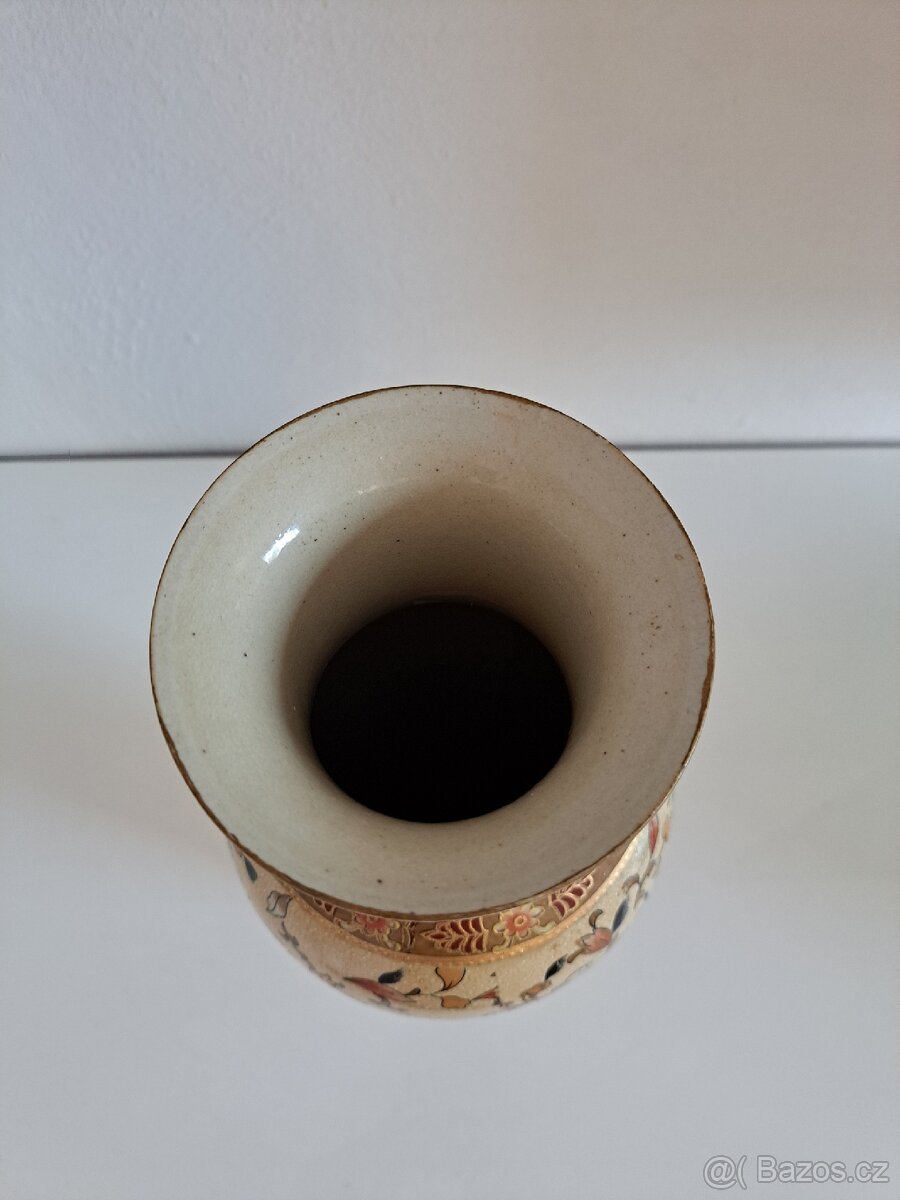 Stará váza s čínským, květinovým motivem - 8