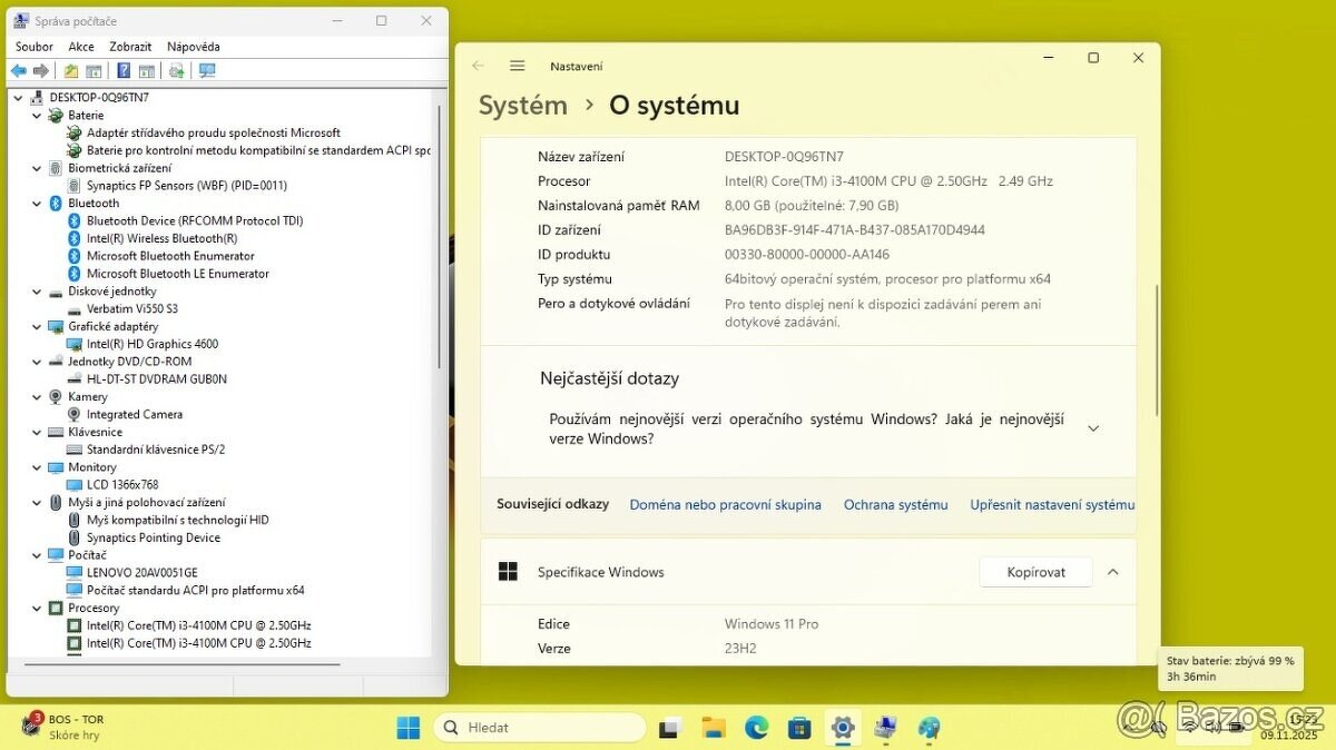LENOVO L540 /i3-4100/8GB/SSD240GB/DVD/WIN11/ZÁRUKA - 8