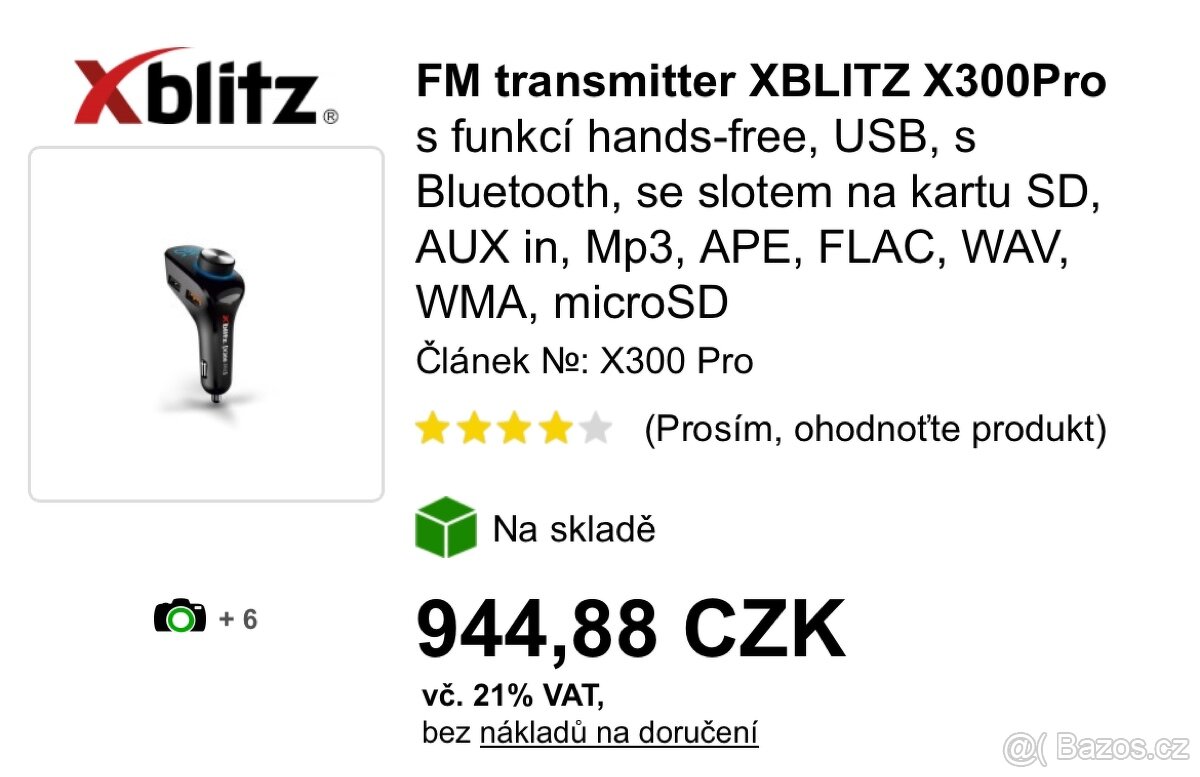 autonabíječka XBLITZ X300 Pro FM transmitter - 8