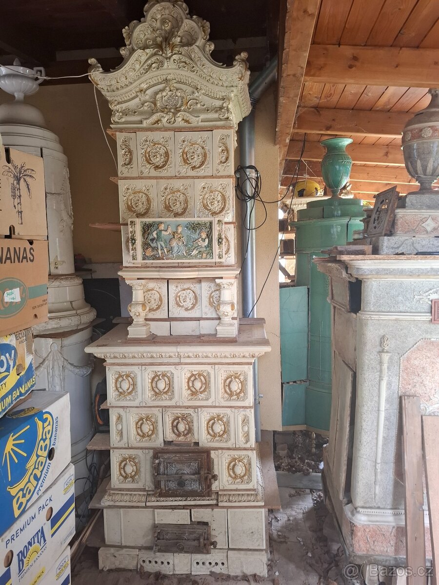 Kachlová kamna , starozitná - 8