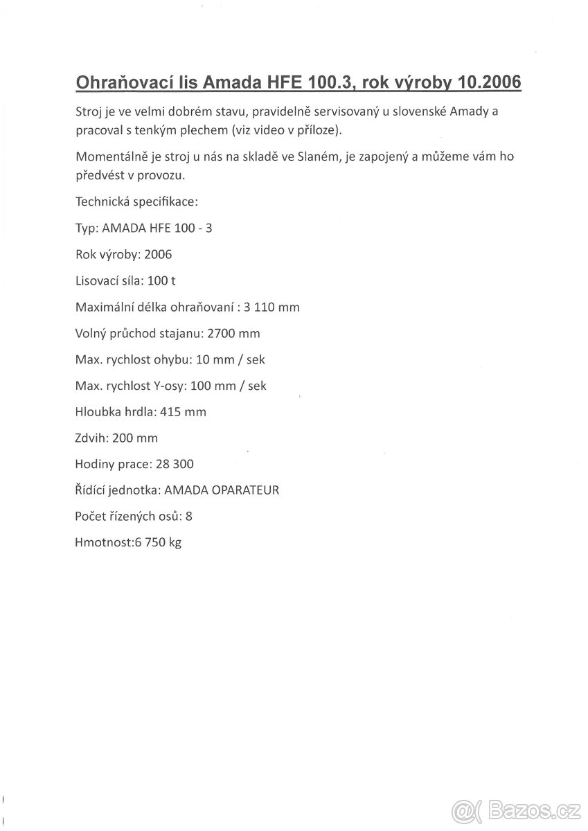 Ohraňovací lis Amada HFE 100.3 - 8