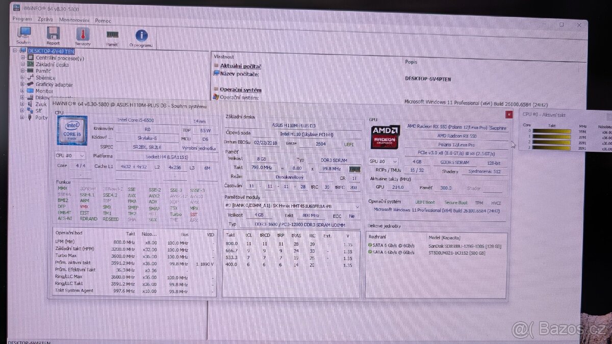 Základ na hry/První PC i5 6500/RX550/SSD/8GB/W11 - 8