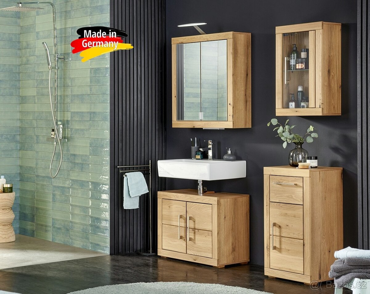Koupelnová skříňka se zrcadlem z masivu - Divoký dub Germany - 8