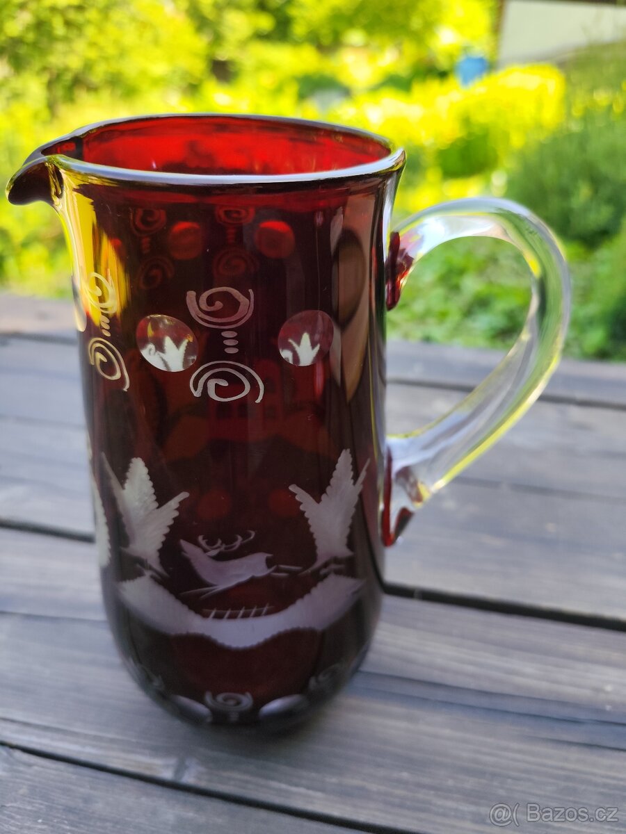 Prodám džbán Bohemia Crystal - Egermann, ručně leptaný - 8