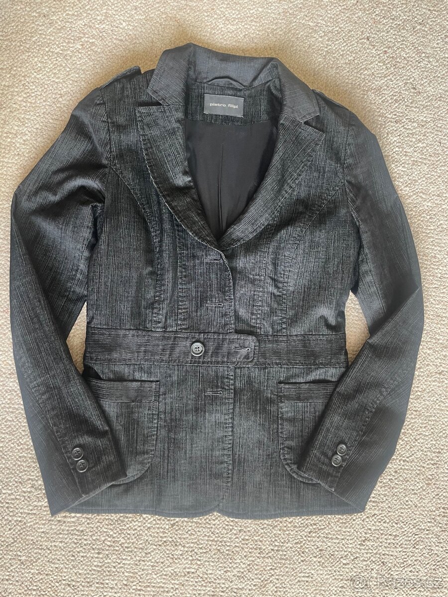 Dámské sako černé s pasem - 8