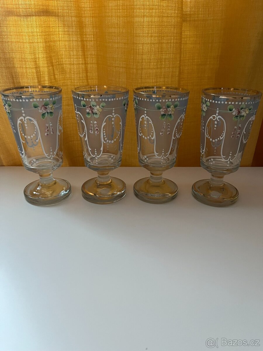 Starožitná grogovka, secese, smalt - 4 ks - 8