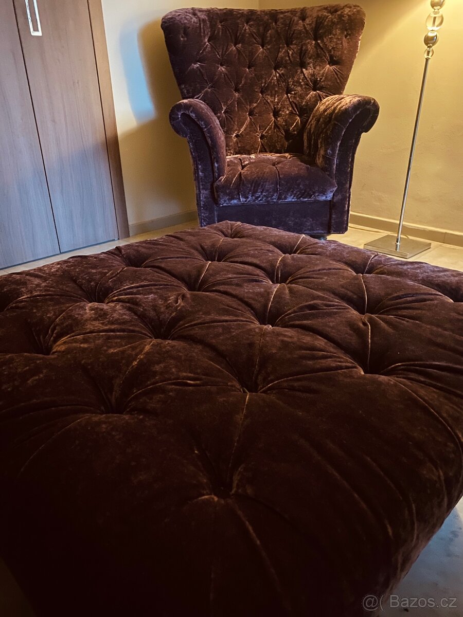 Křeslo ušák s taburetem - 8