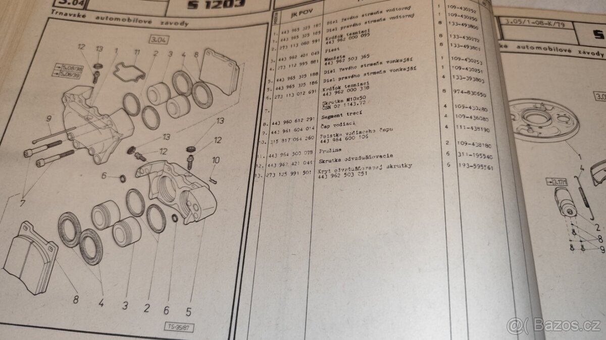 ŠKODA 1203 - seznam náhradních dílů – katalog Š1203 - 8