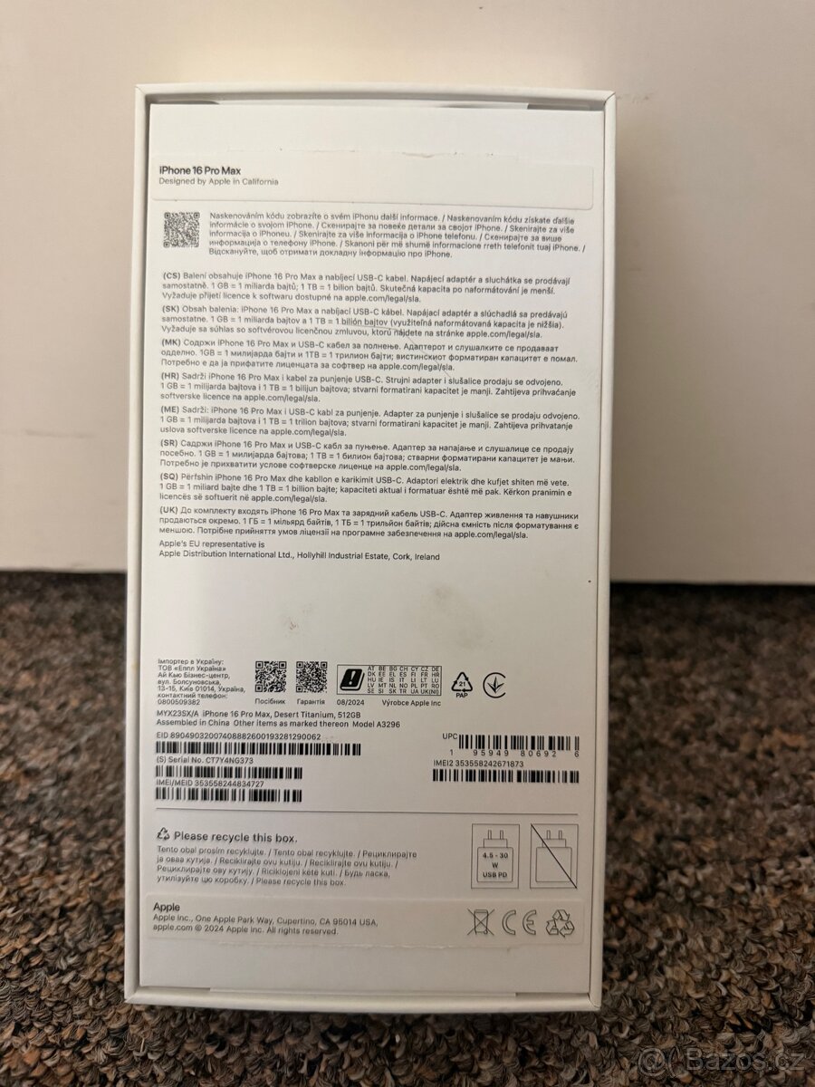 Apple iPhone 16 Pro Max 512gb Desert. TOP stav. Rok zaruka - 8