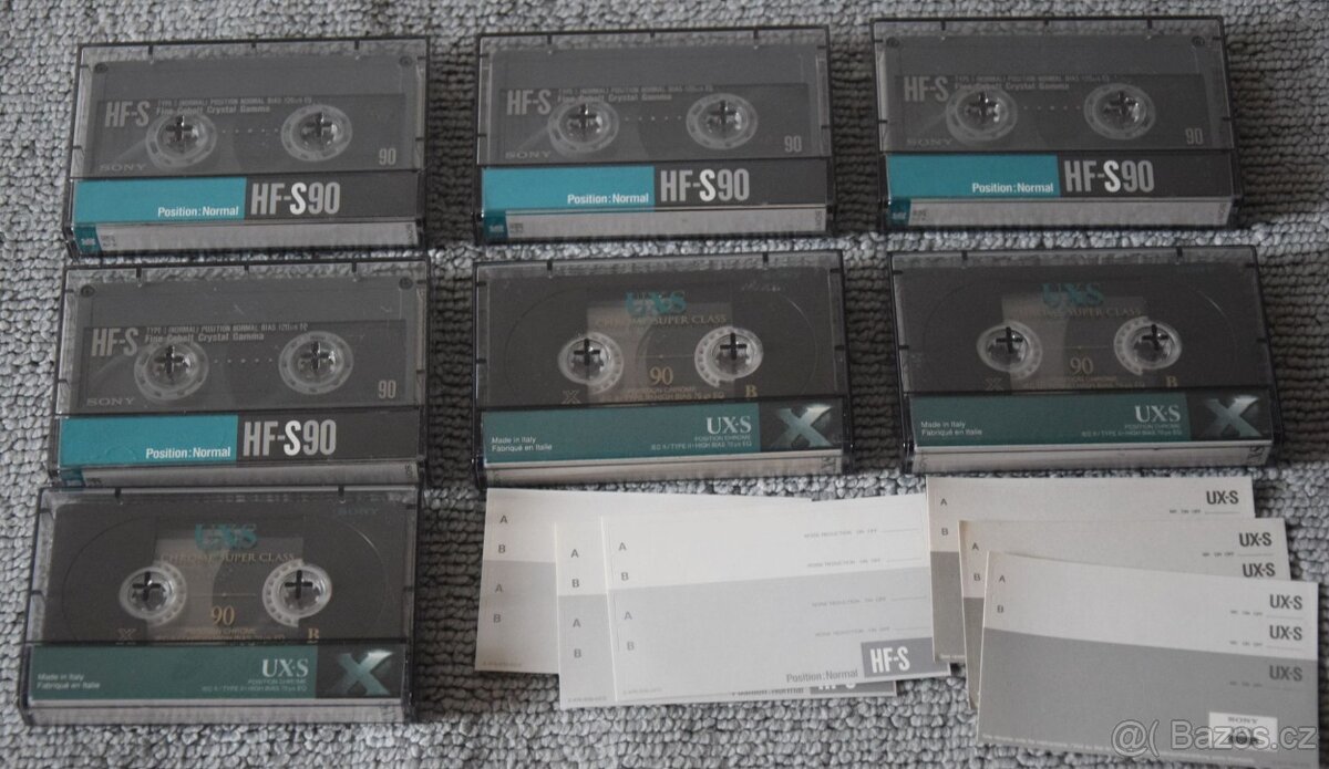 SONY HF-S 90min typ I + SONY UX-S 90min TYP II/CrO2, 7ks - 8