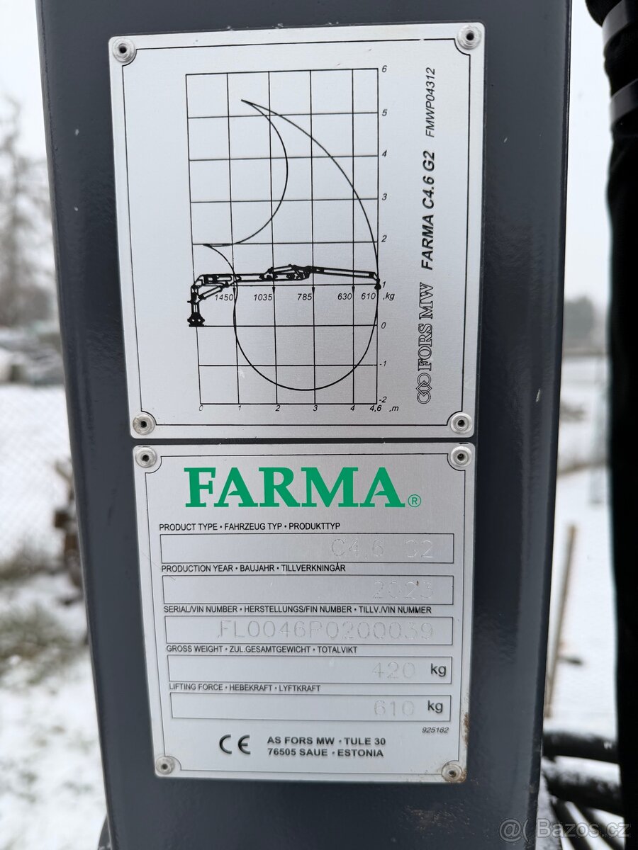 Hydraulická ruka za traktor FARMA C 4,6 D G2 - 8