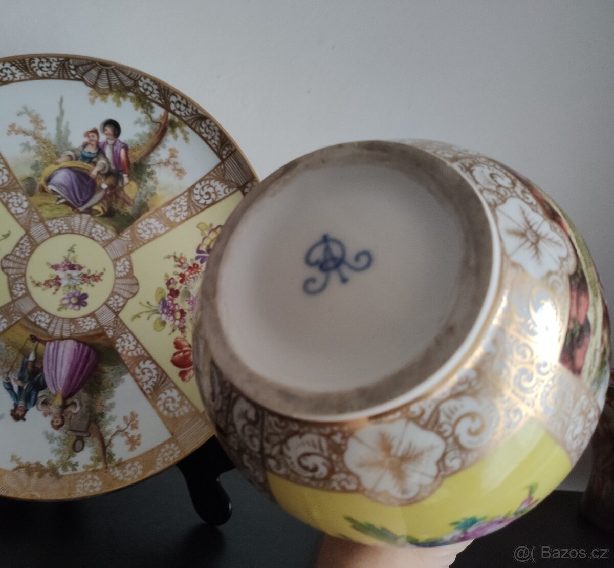 Starožitný ručně malovaný německý porcelán 19. století - 8