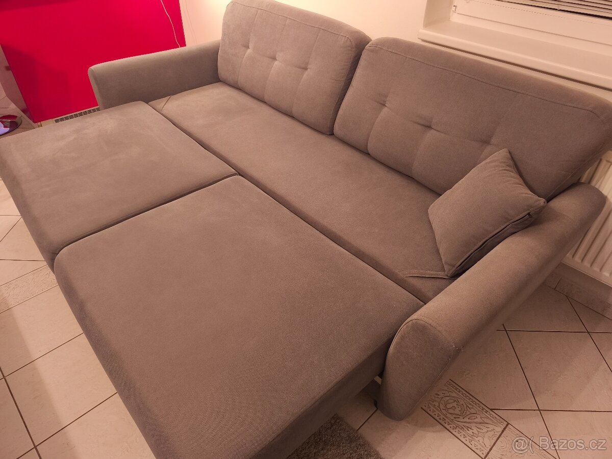 Šedá rozkládací pohovka, délka 200 cm - 8