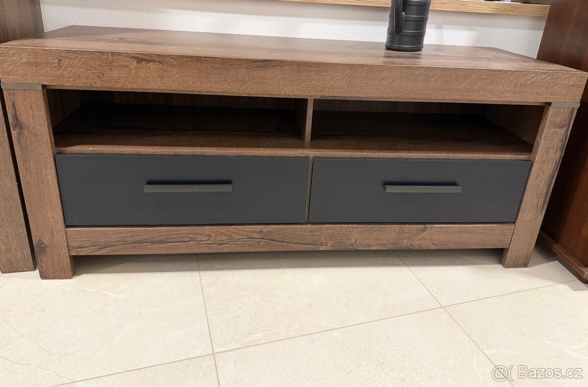 Obývací nábytek BALIN – tmavý dub / černá - 8