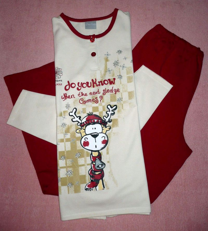 Relax oblečení / Teplé pyžamo se sobem - vel. L - 8