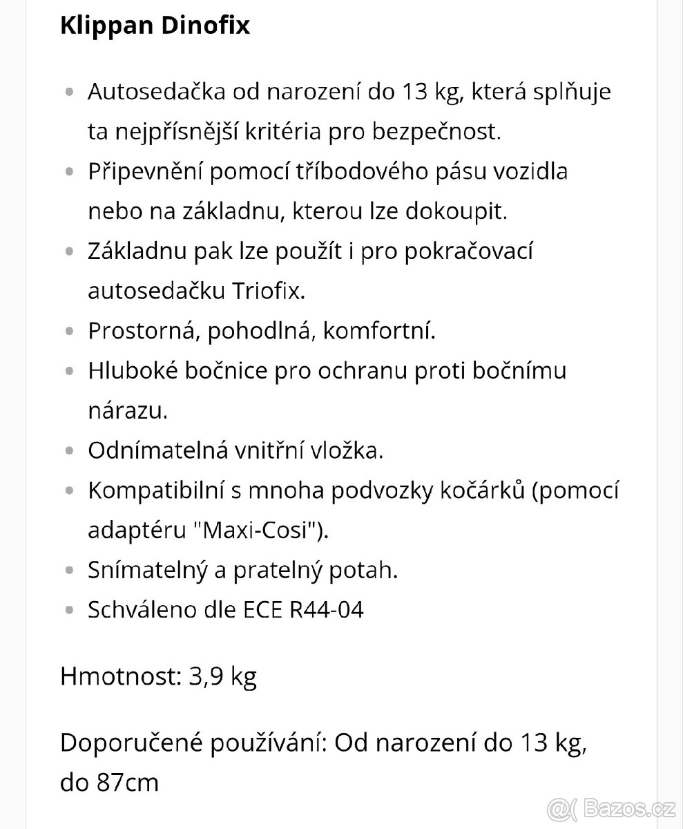 Klippan Dinofix 0 - 13 kg autosedačka / vajíčko - 8
