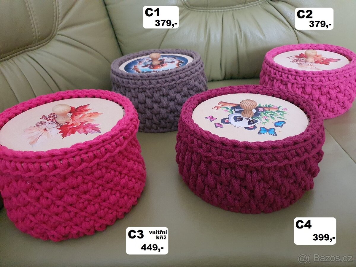 sbírka - sada háčkovaných úložných košů - 8