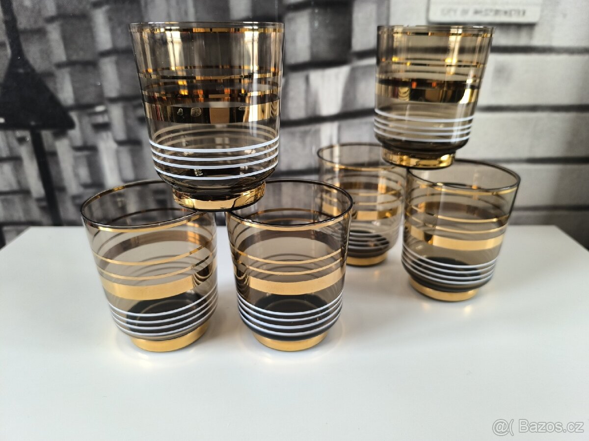 Sada 6ti starožitných skleniček na whisky - 8