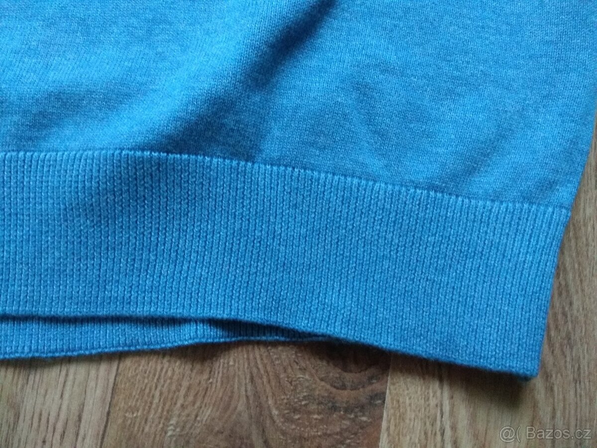 Nový pánský bavlněný svetr C&A do "V" - L, světle modrý - 8