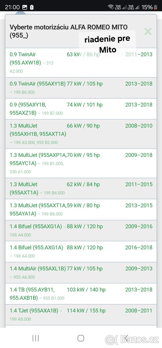 Riadenie Fiat Alfa Romeo Abarth - 8