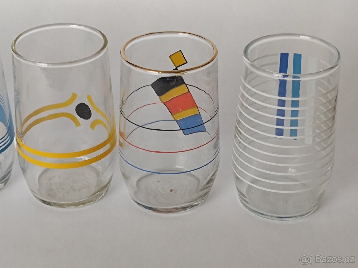 Retro barevné sklenice se vzorem, 1dcl, 50.-/kus, pošta 75.- - 8
