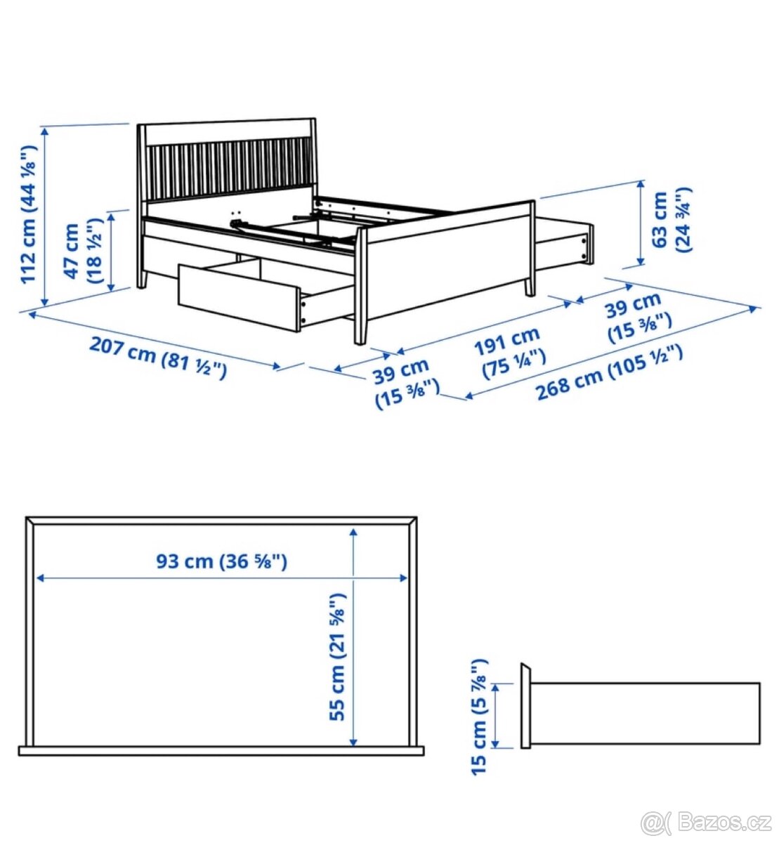 Dřevěná postel 180x200 cm IKEA IDANAS - 8