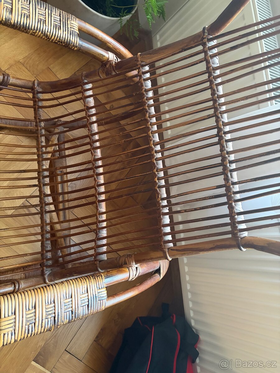 Starožitné ratanové křeslo - 8