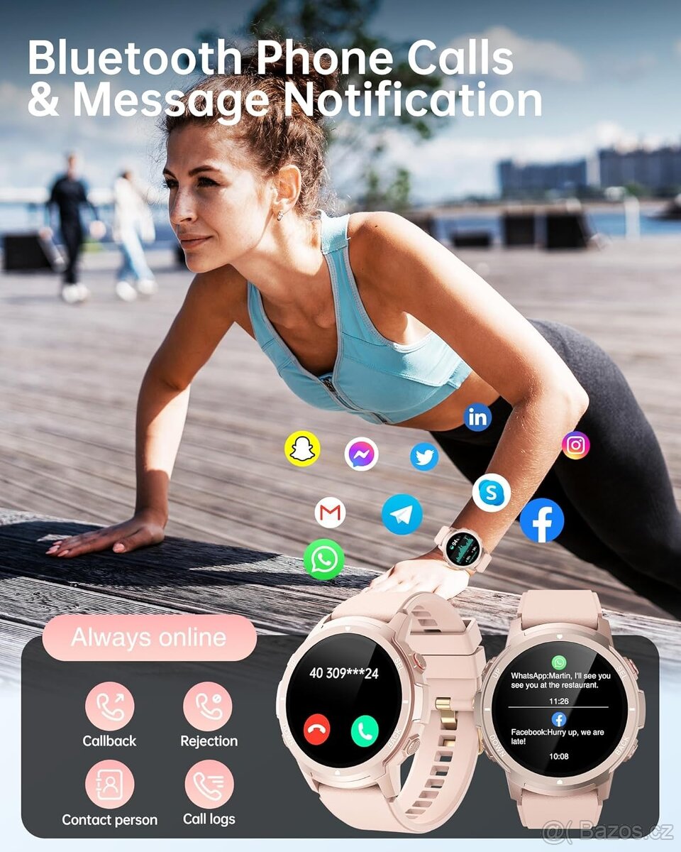 Chytré hodinky LLKBOHA S52 – 1,39" volání, IP68, v češtině - 8