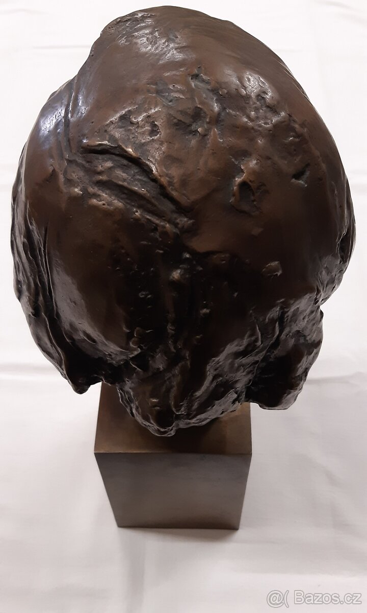 Busta bronz patina autoportrét Václav Frydecký. 36 cm - 8